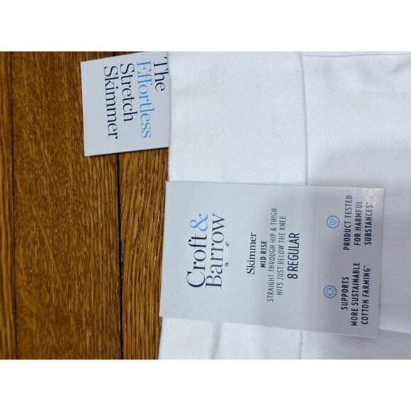 Croft & Barrow Womens Skimmer Pants Size 8 White Effortless Stretch Bermuda NWT - Picture 7 of 8
